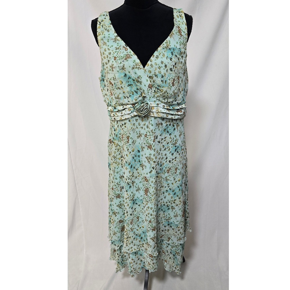 Vtg Y2K KSL division of Karin Stevens women plus size 14W floral‎ midi dress